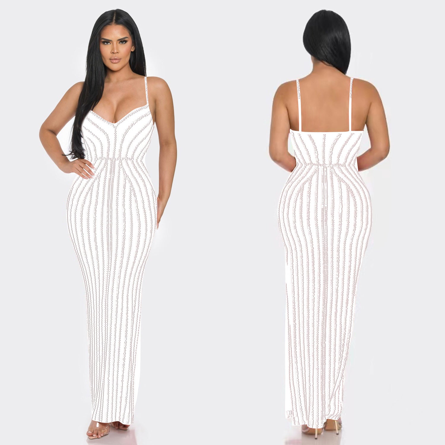 Women Solid Beaded Suspender Maxi Dress 7