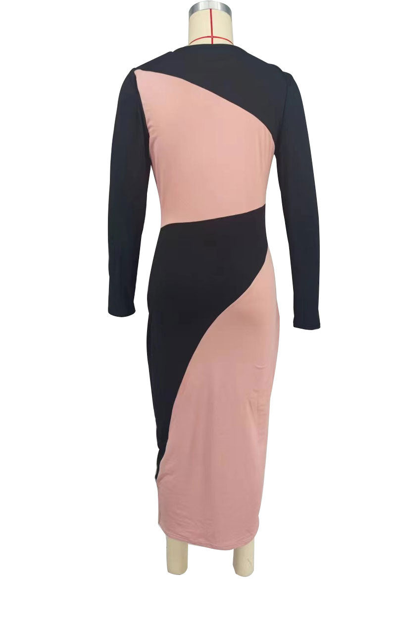 Women's Autumn Winter Fashion Long Sleeve Slit Casual Long Dress 8