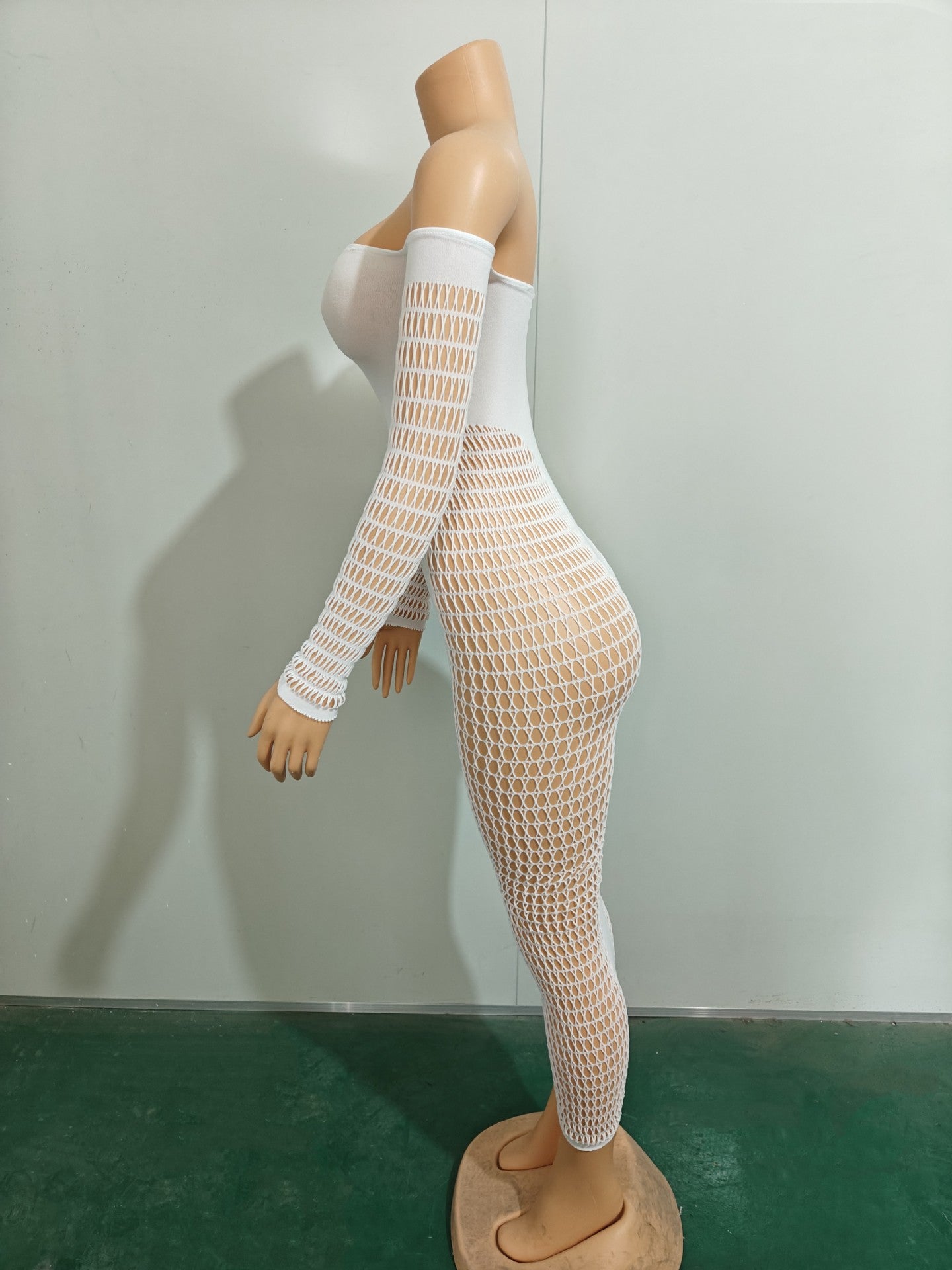 Off Shoulder Long Sleeve Stretch See Through Sexy Dress 13