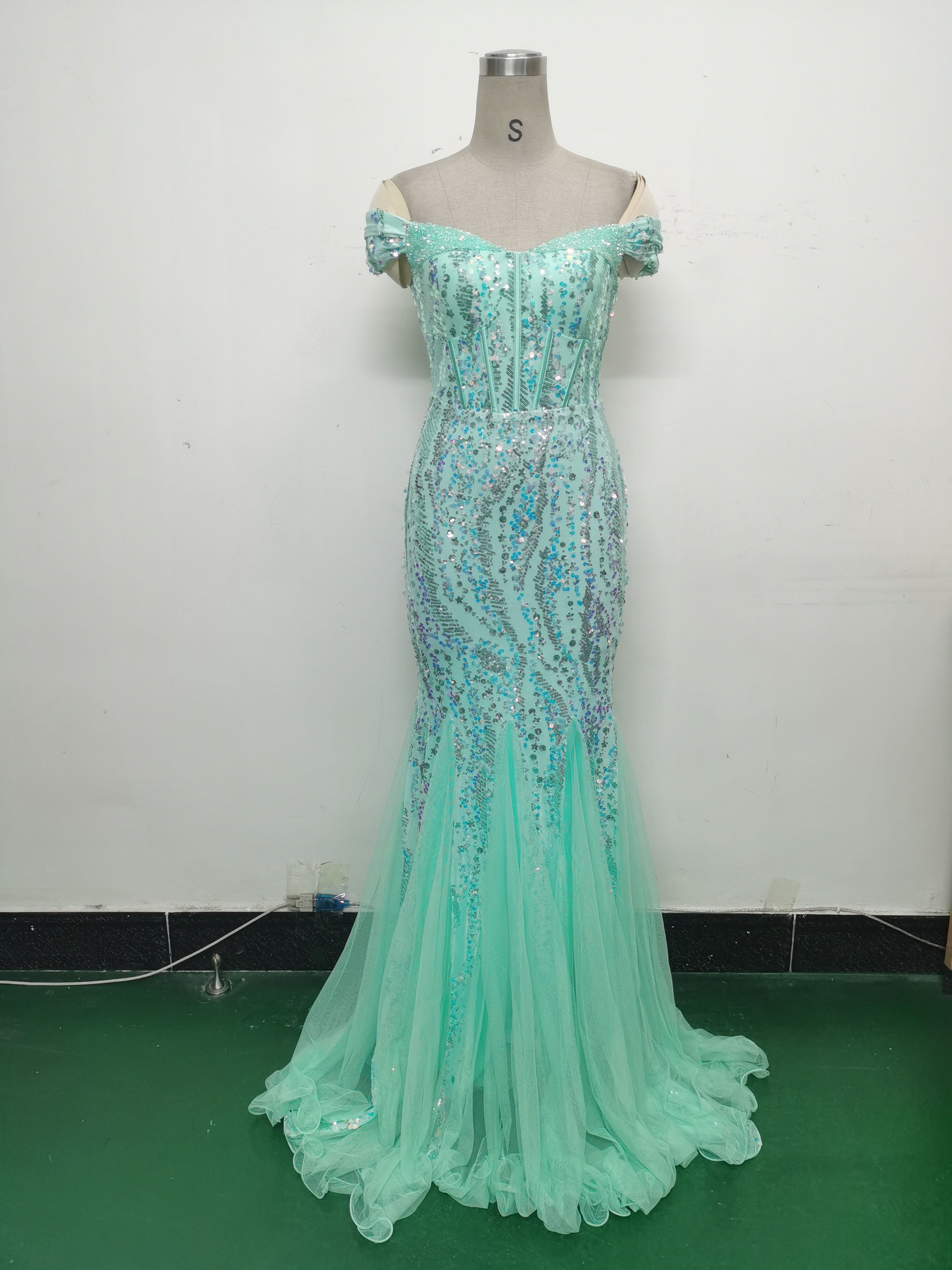 Women Evening Dress Beaded Mesh Beaded Evening Dress 34