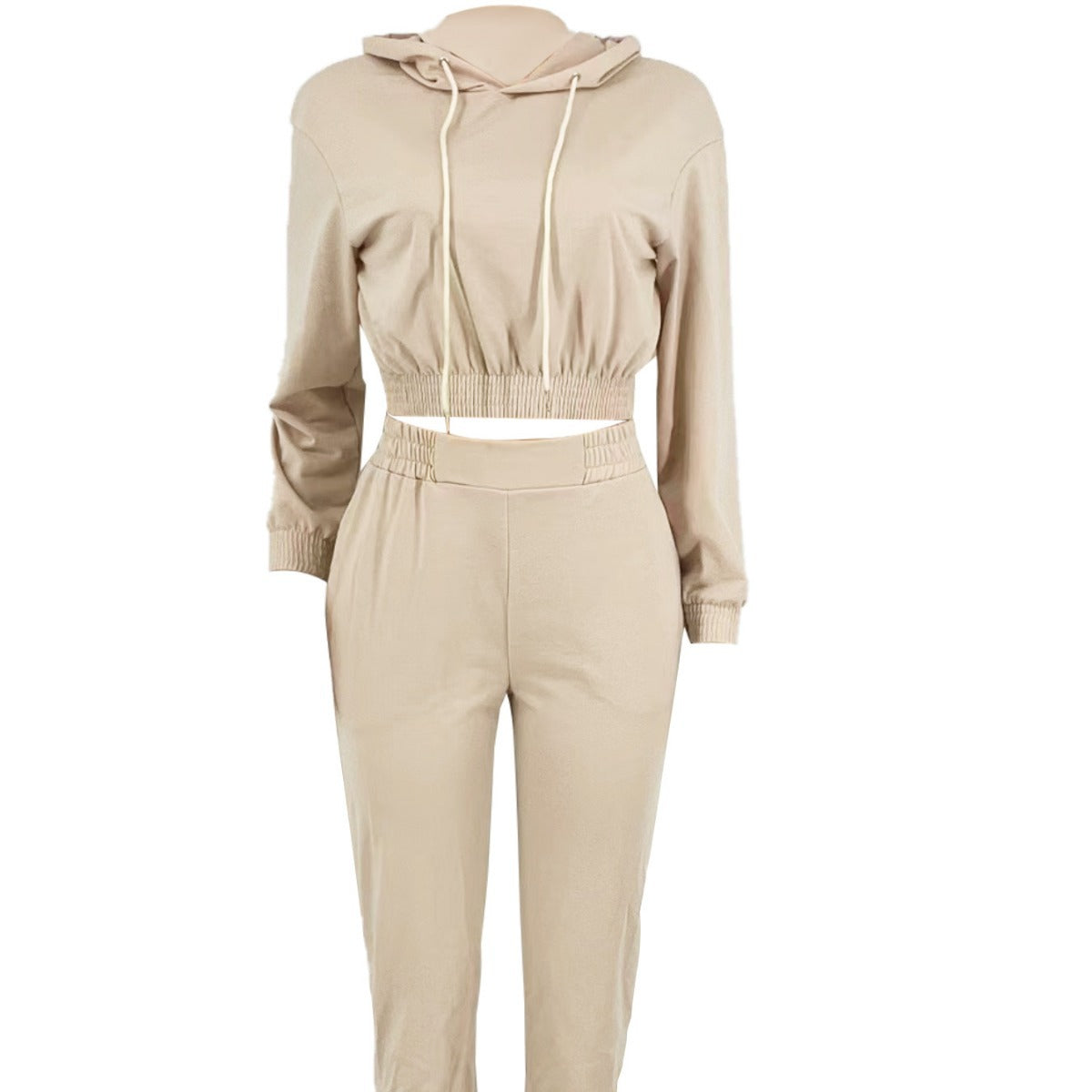 Cute Hat Pocket Rope Hooded Tracksuit Two-Piece Pants Set 6