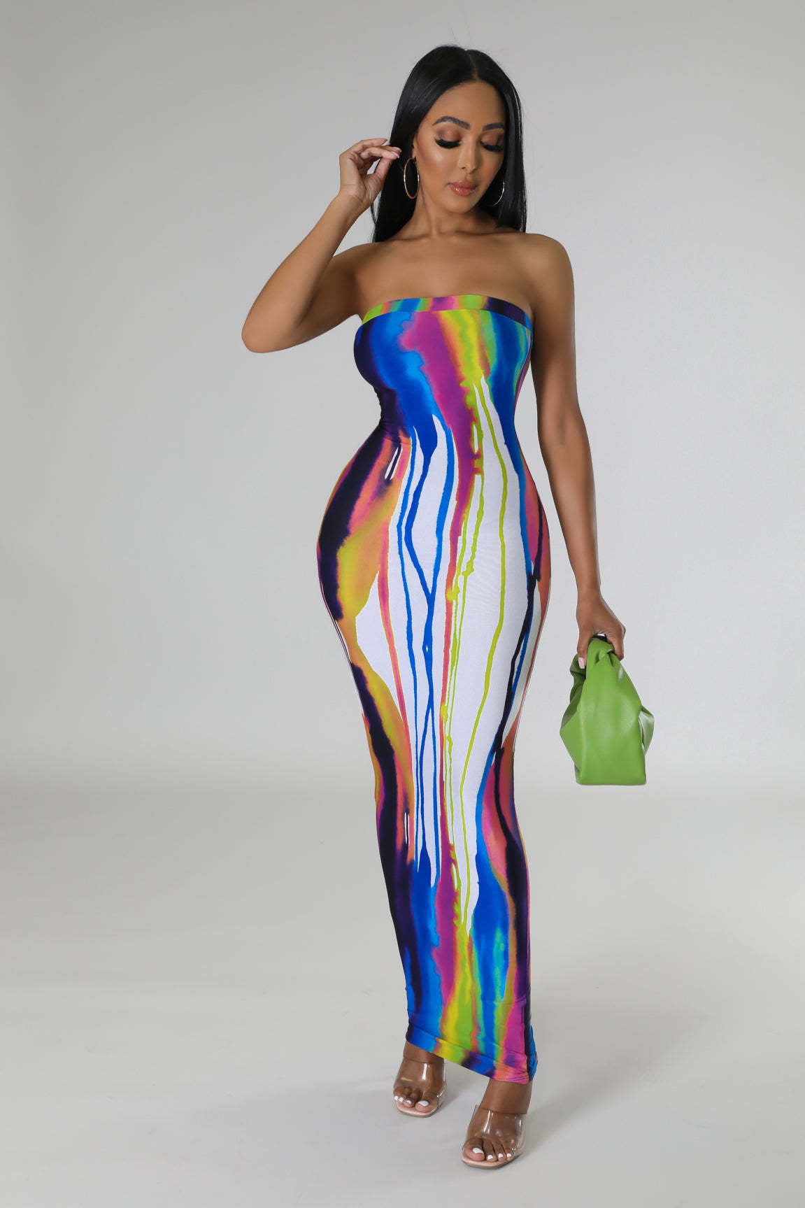 Women's  Print Strapless Nightclub Long Dress