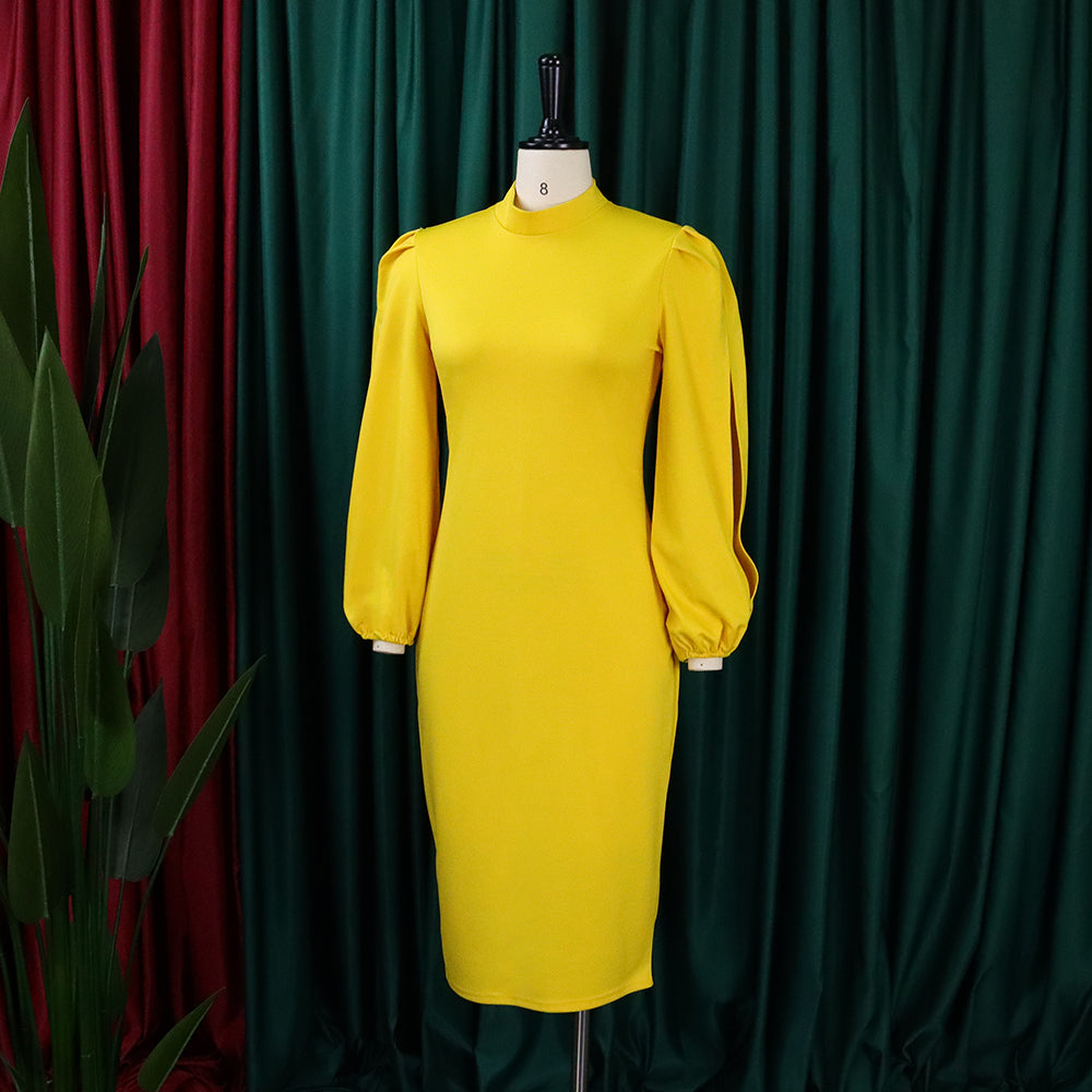 Plus Size Women Solid Color cut out sleeve bodycon Dress 17
