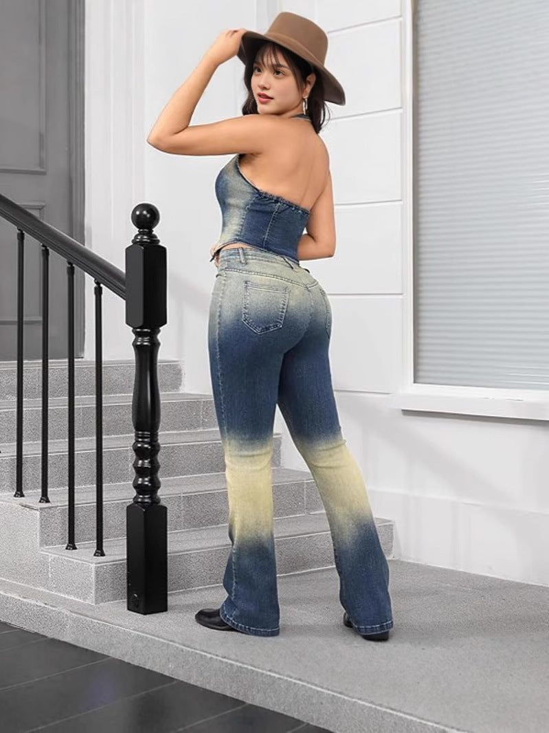 Women Summer Sleeveless Denim Vest and Pants Two-Piece Set 5