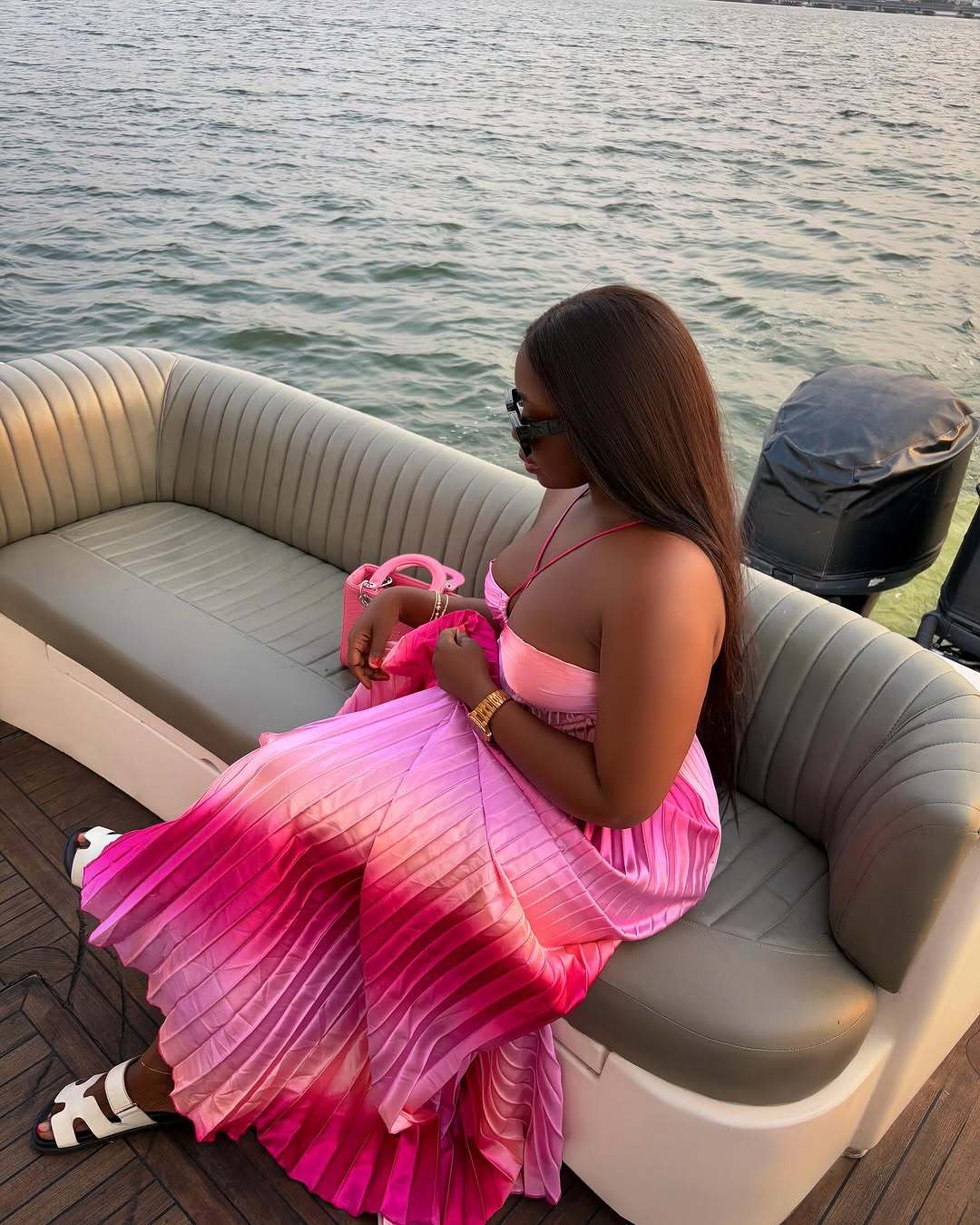 Women Spring Strapless Lace Pleated Dress