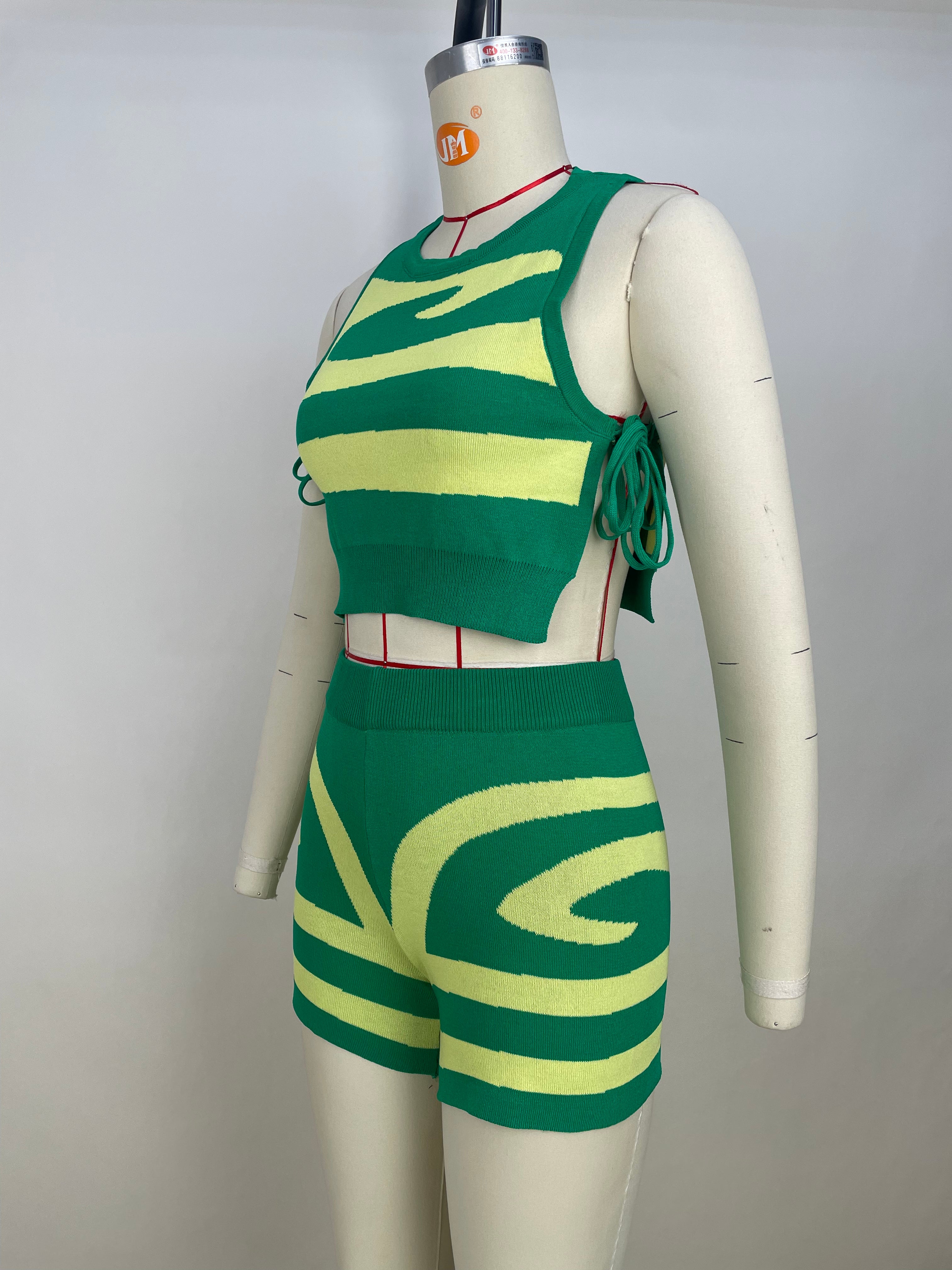 Women's Sleeveless Lace-Up Print Casual Two-Piece Set 30