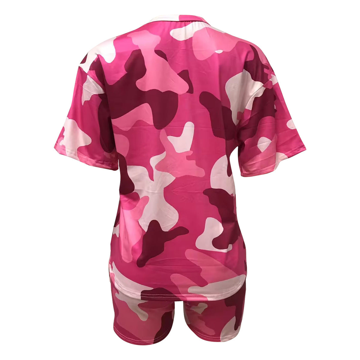 Summer Casual Round Neck Loose Sporty Two Piece Shorts Set 17