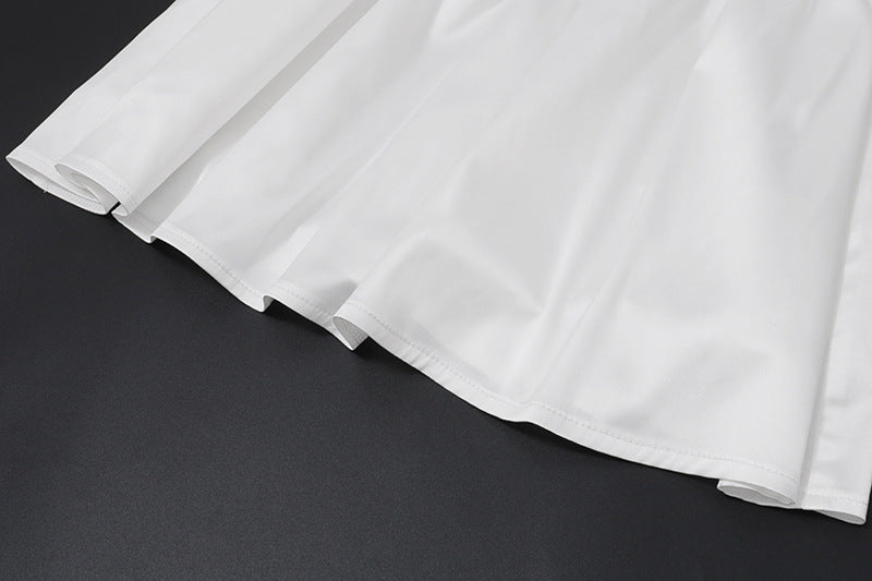 Women summer sexy Off Shoulder strapless Slim Waist solid color a-line dress 12