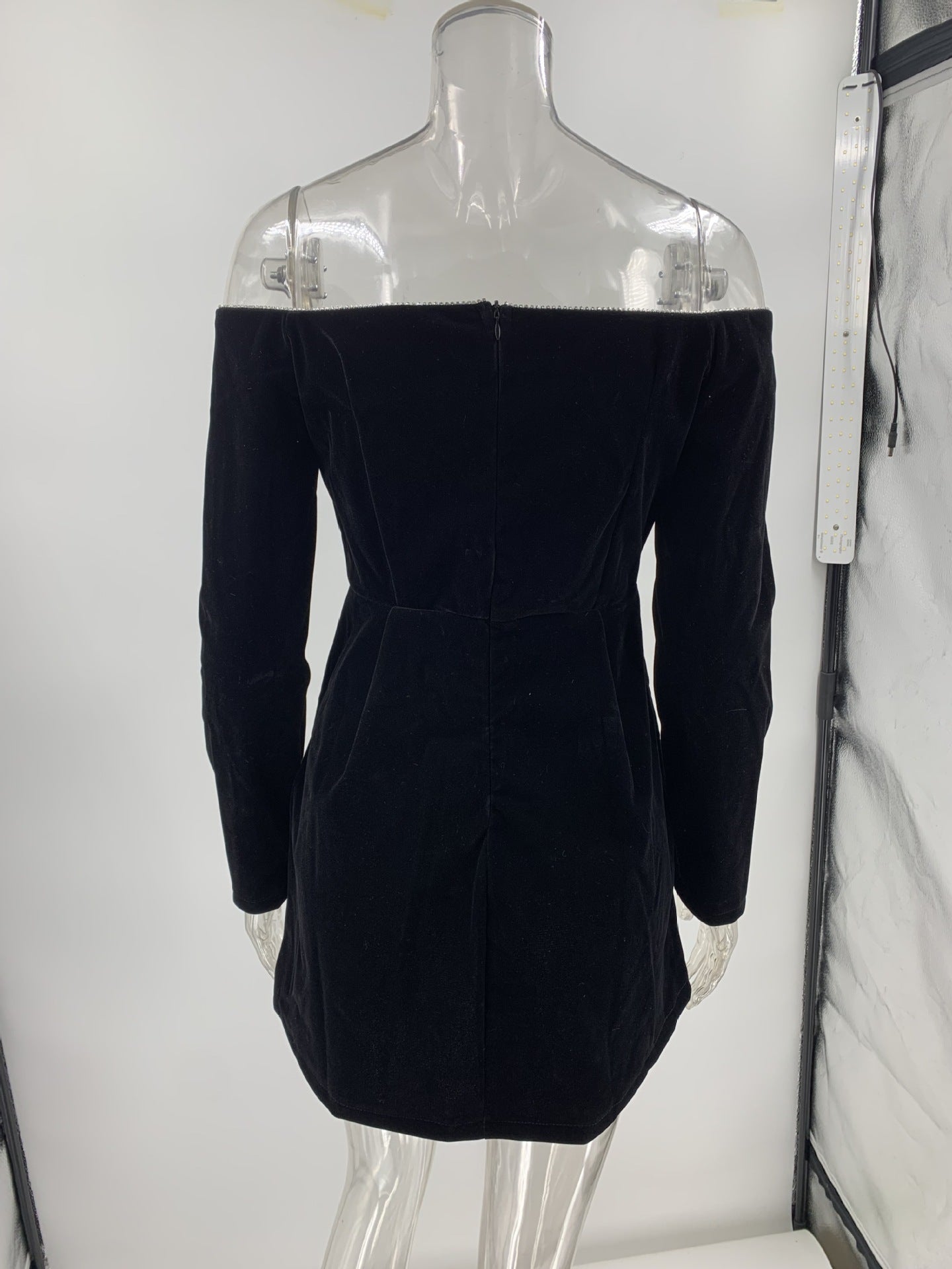 Women's Velvet diamond off shoulder short dress 8