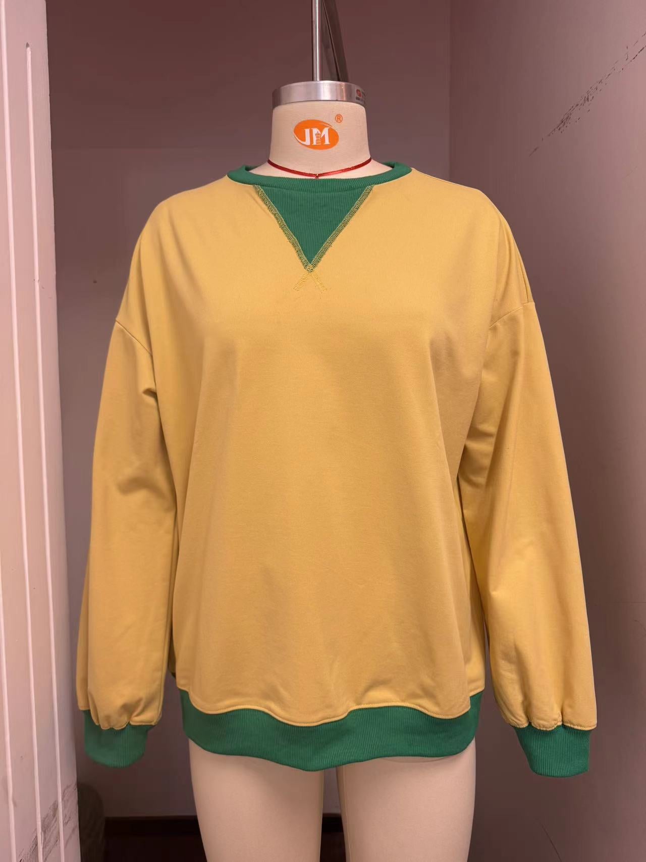 Autumn and winter contrast color Round Neck Women loose sweatshirt 13