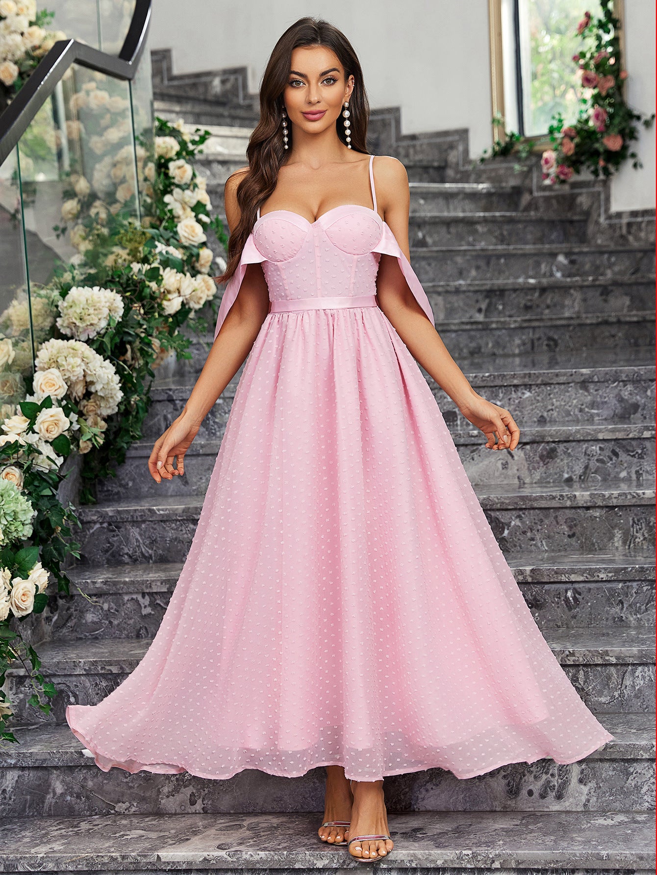Spring Chic Elegant Strapless Solid Color Slim Low Back Long Women's Evening Dress 7