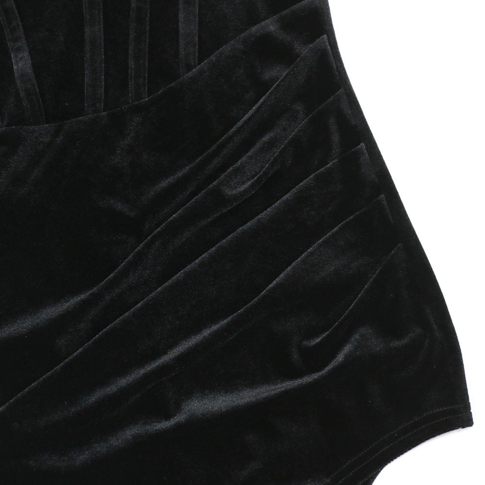 Fashion Sexy Strapless High Slit Solid Color Beaded Dress For Women 13