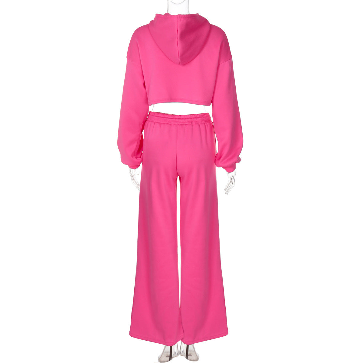 Women's Autumn Winter Fashion Zipper Hooded Crop Top Slim Casual Pants Two-Piece Set 14