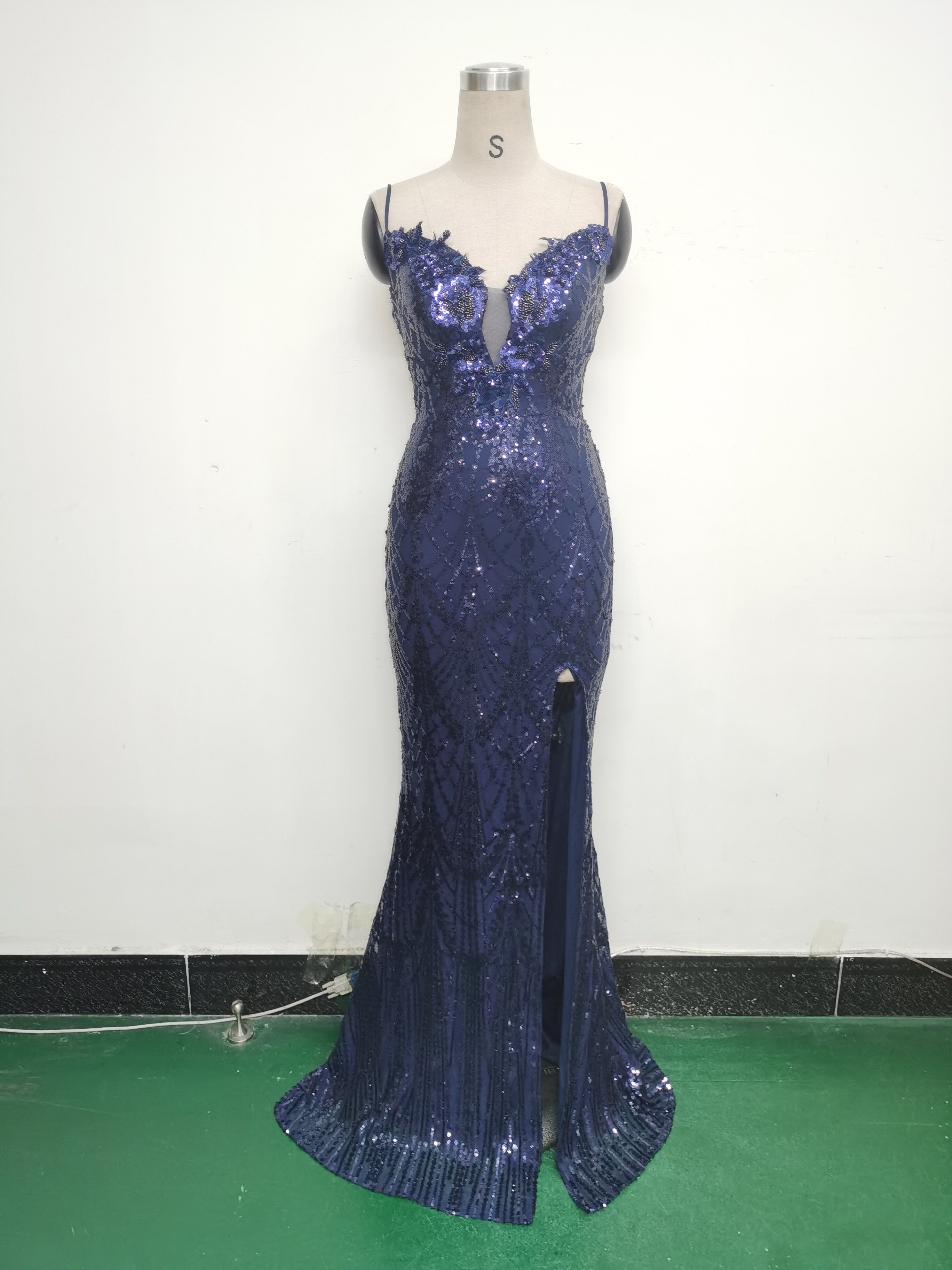 Women Beaded Tube Fishbone Lace-Up Sequin Formal Party Evening Dress 42