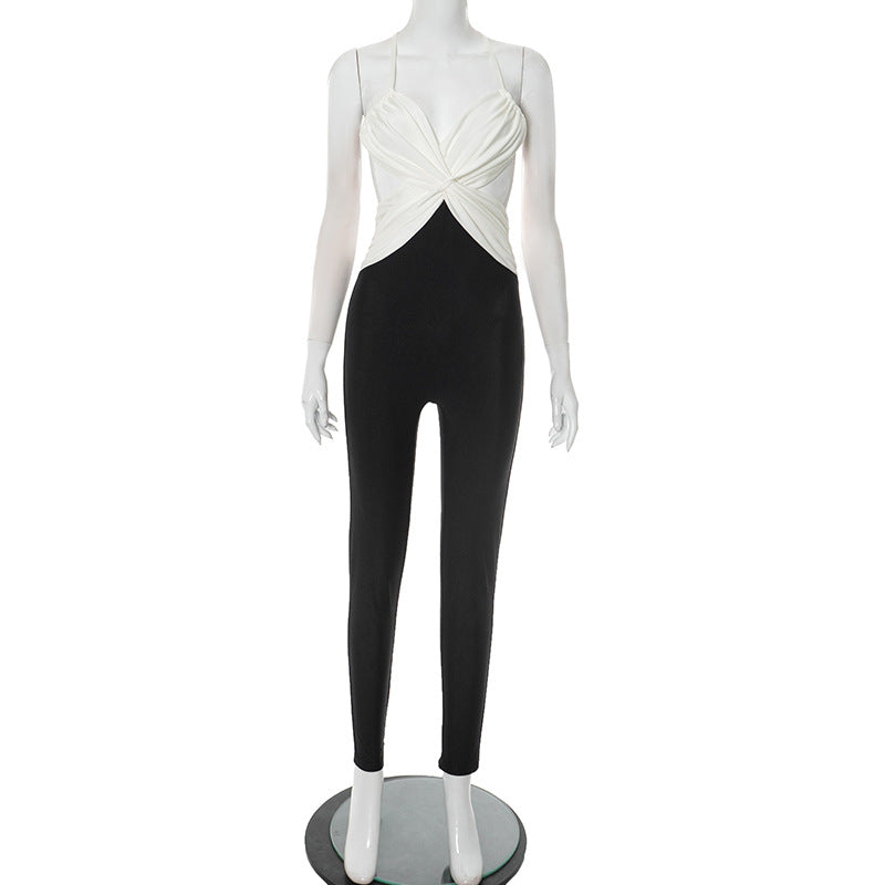 Women's Cross Low-Back Strap High-Waist Hollow Jumpsuit 5