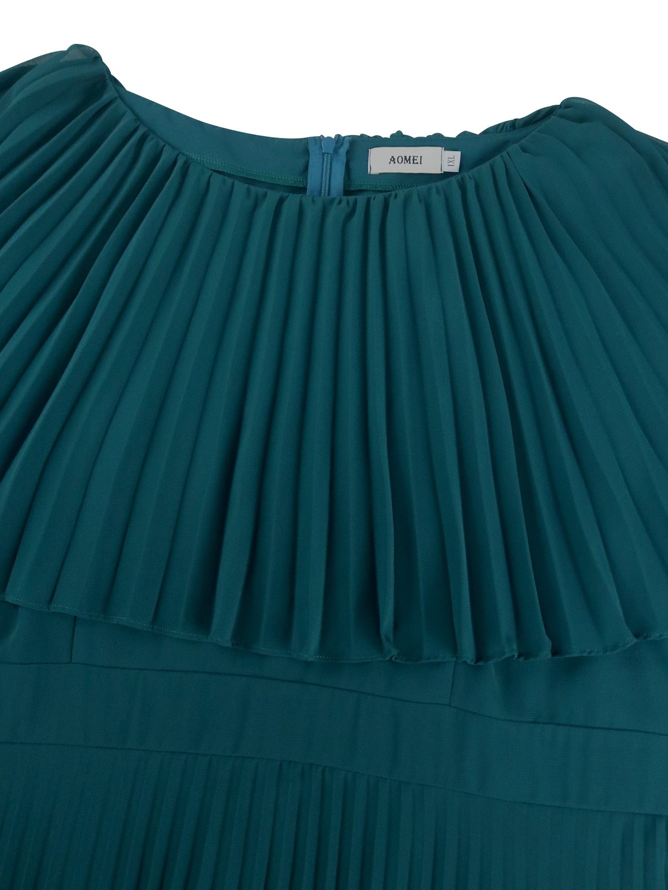 Round Neck Cape Short-Sleeve Dress Fashionable Formal Pleated Gown 6