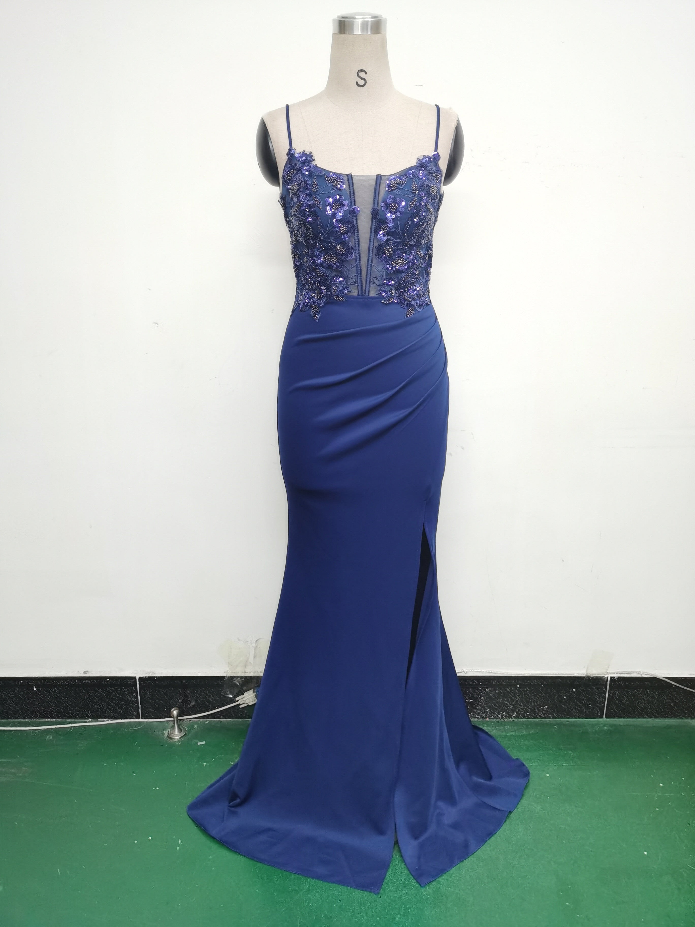 Women Fishbone Lace-Up Sequin Embroidery Formal Formal Party Evening Dress 27