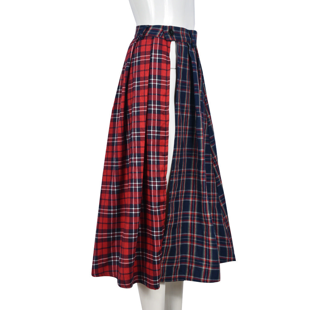 Patchwork Contrast Plaid Women's Skirt 6