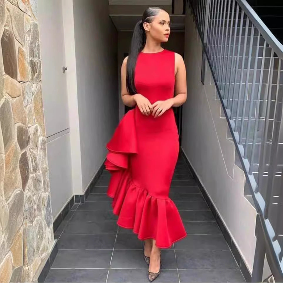 Women Ruffle Edge Bodycon Maxi Dress 5