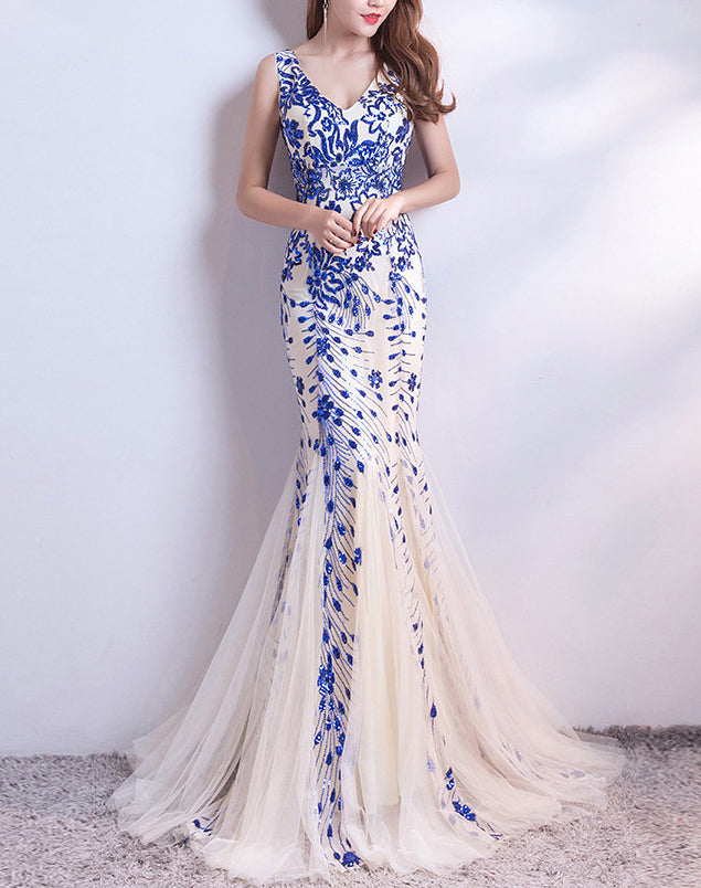 Evening dress female Formal Party Chic elegant annual meeting long fishtail sequin sexy dress 7