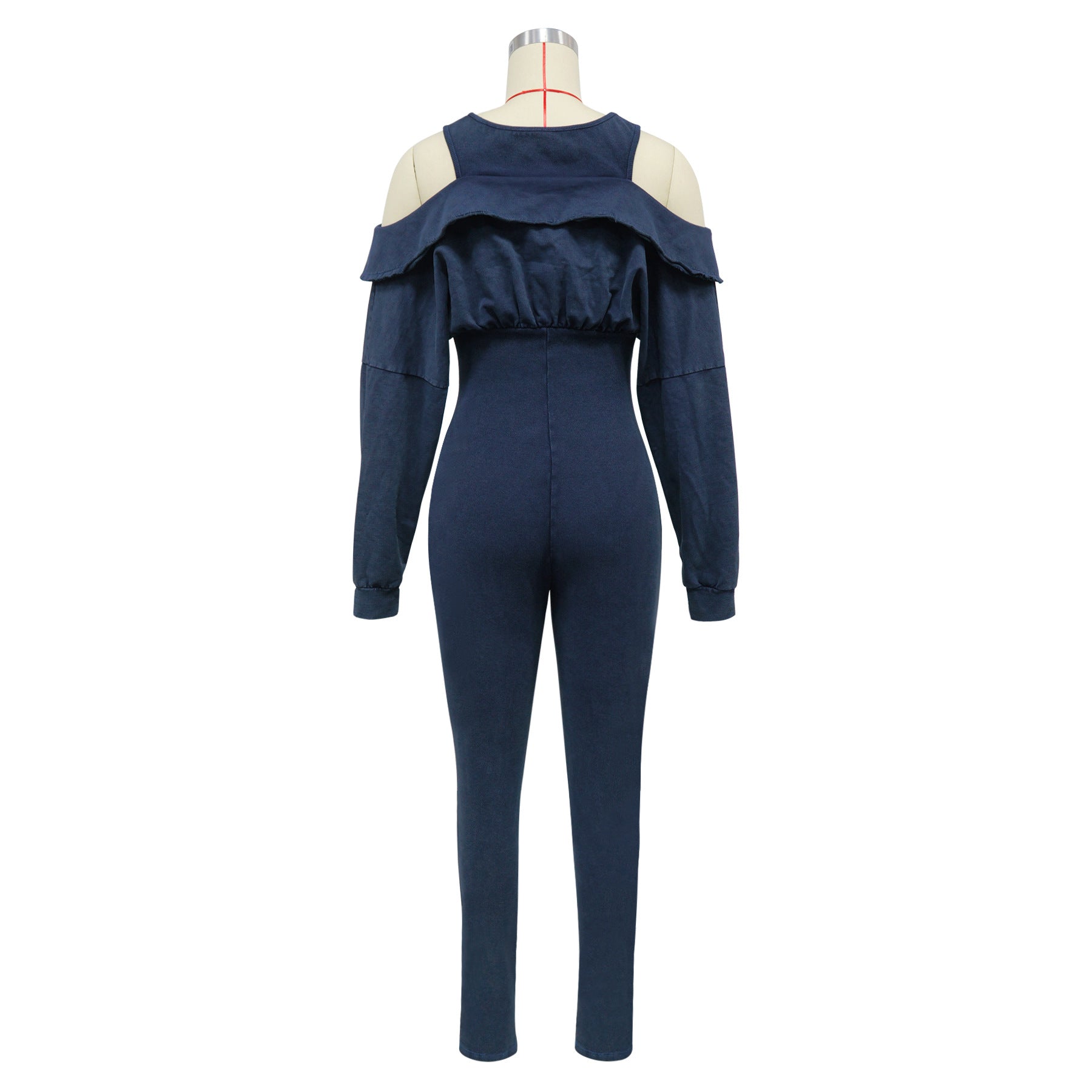 Fashionable women's clothing washed sexy off-shoulder Tight Fitting Jumpsuit 8