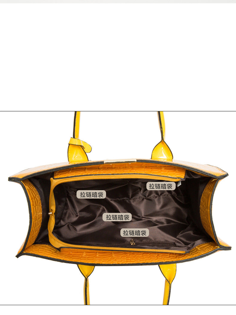 Large Fashion Large Capacity One Shoulder Portable Diagonal Bag Stone Texture Three-Piece Bag 20