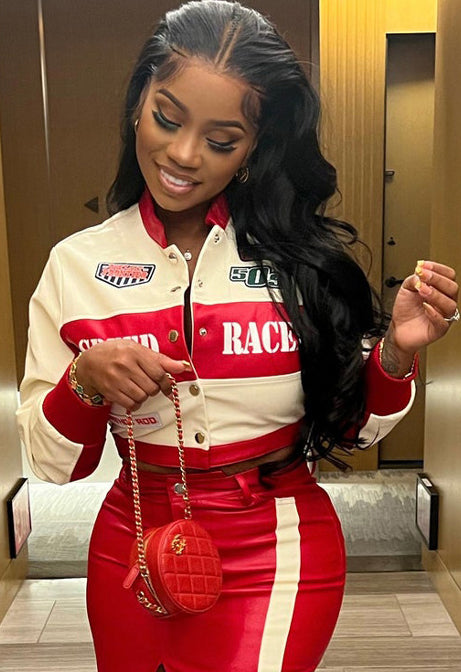 Women's PU Leather Print Jacket