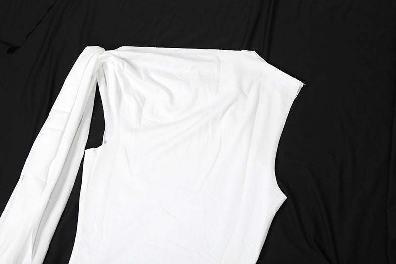 Spring & Summer Women's Casual Sexy Solid Slash Shoulder Sleeveless Slim Long Dress 21