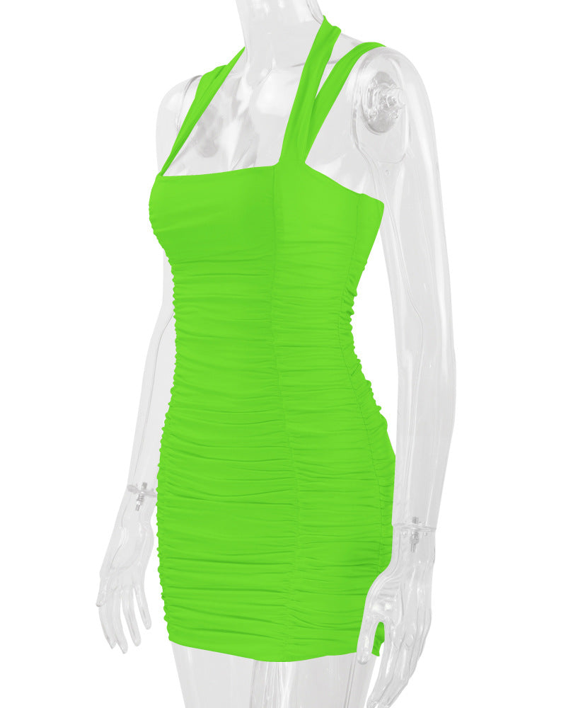 Women Sexy Backless Halter Neck Bodycon Dress 16