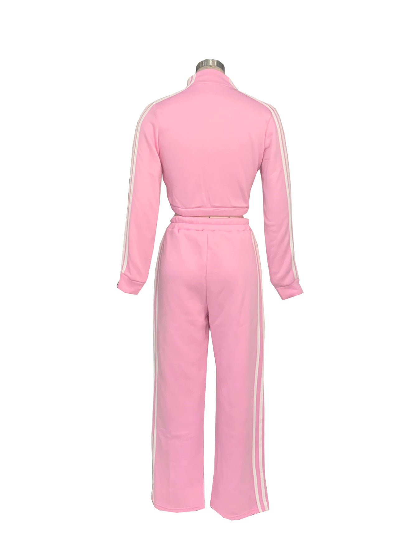 Women Autumn Striped Zipper Casual Top and Pant Set 28