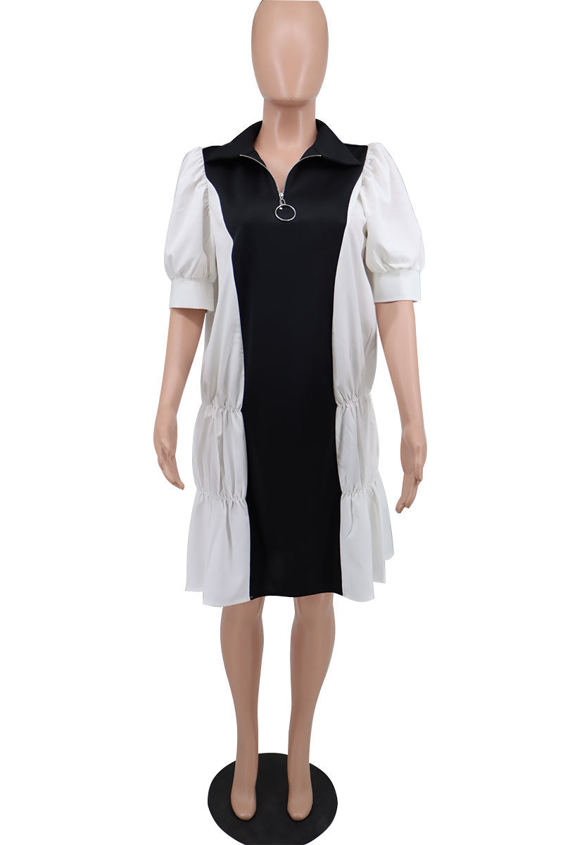 Women Loose Casual Color Block Dress 6