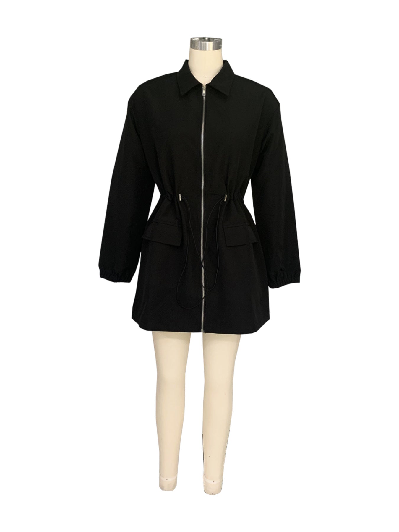 Spring Autumn drawstring Slim Waist fashion loose Casual Cargo dress 9