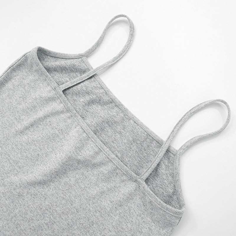 Women's Spring Summer Solid Color Sleeveless Low-Back Sexy Strap Top Pants Two Piece Set 23