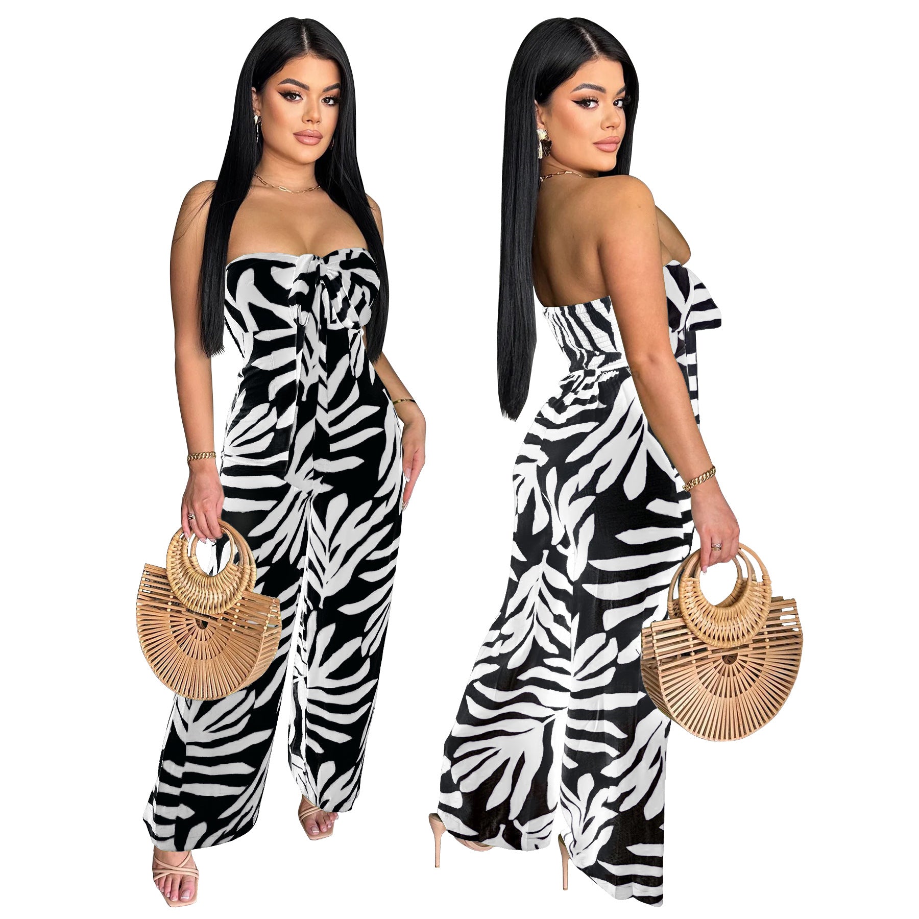 Women Printed Off Shoulder Jumpsuit