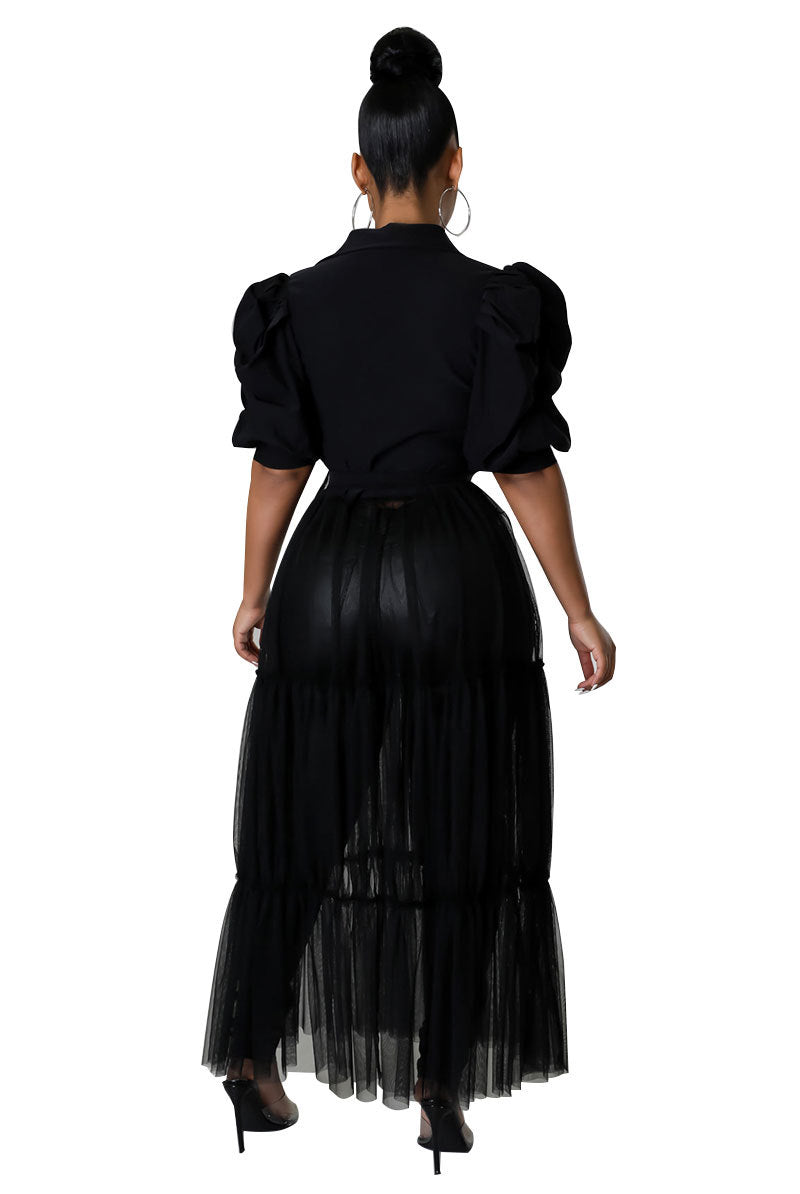 Women Summer Short Sleeve Mesh Shirt Dress 12