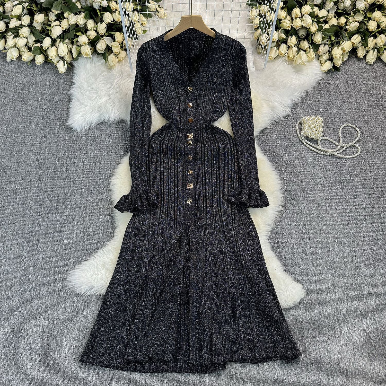 Women Fall/Winter Elegant Fishtail Knitting Dress 5