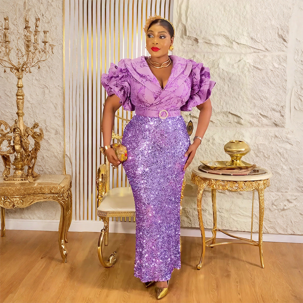 Sequin Dress Women's Plus Size Party Evening Gown
