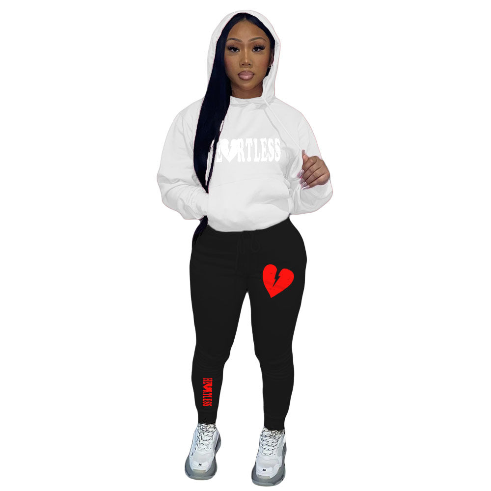 Plus Size Women's Fashion Print Contrast Set Sport Two-Piece 5