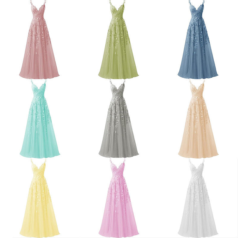 Women suspender tulle lace applique party ball evening dress（Processing time need 3-6 days） 26