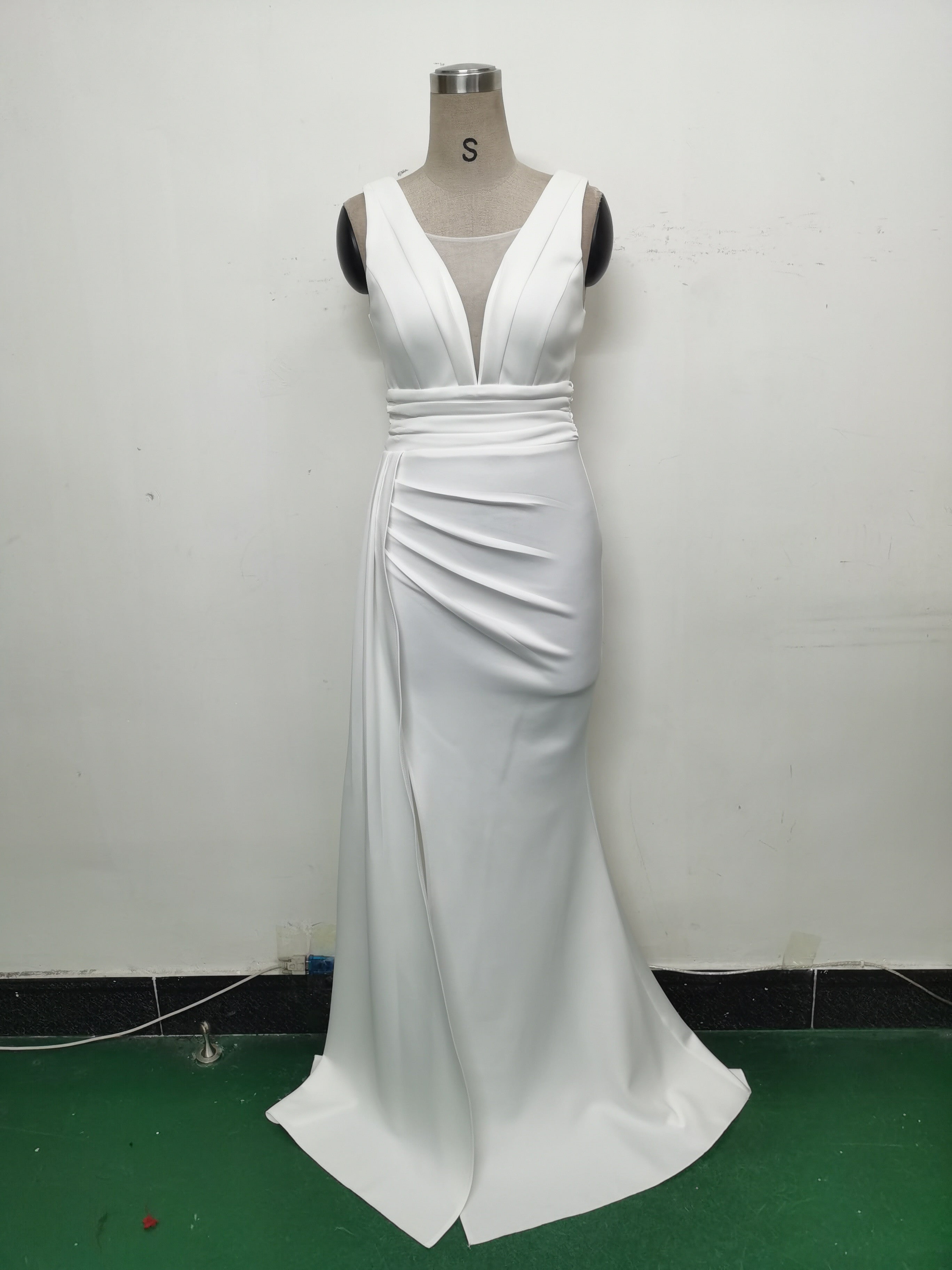 Women Pleated Satin Evening Dress 26