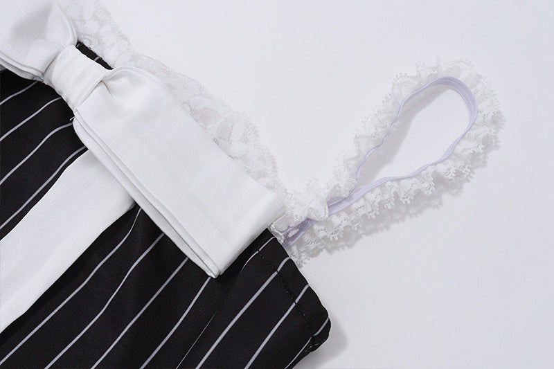 Summer Sexy Bow Lace Off Shoulder Strap Mini Women's Dress 11