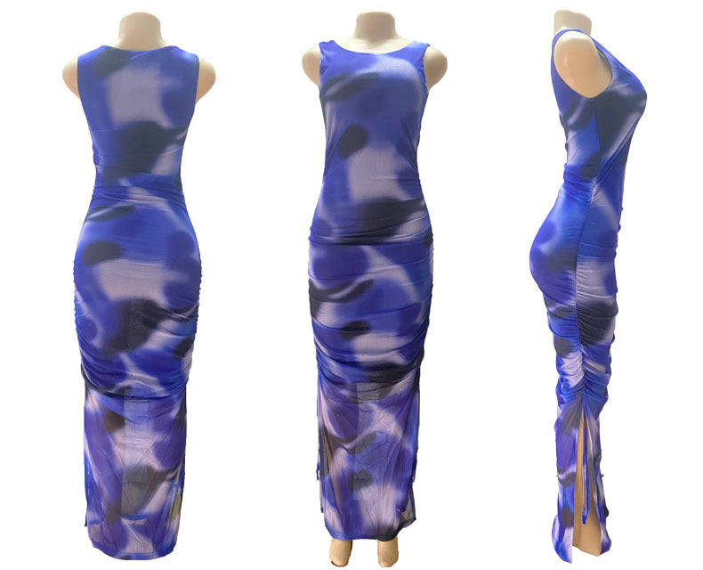 Women Mesh Print Beach Dress 16