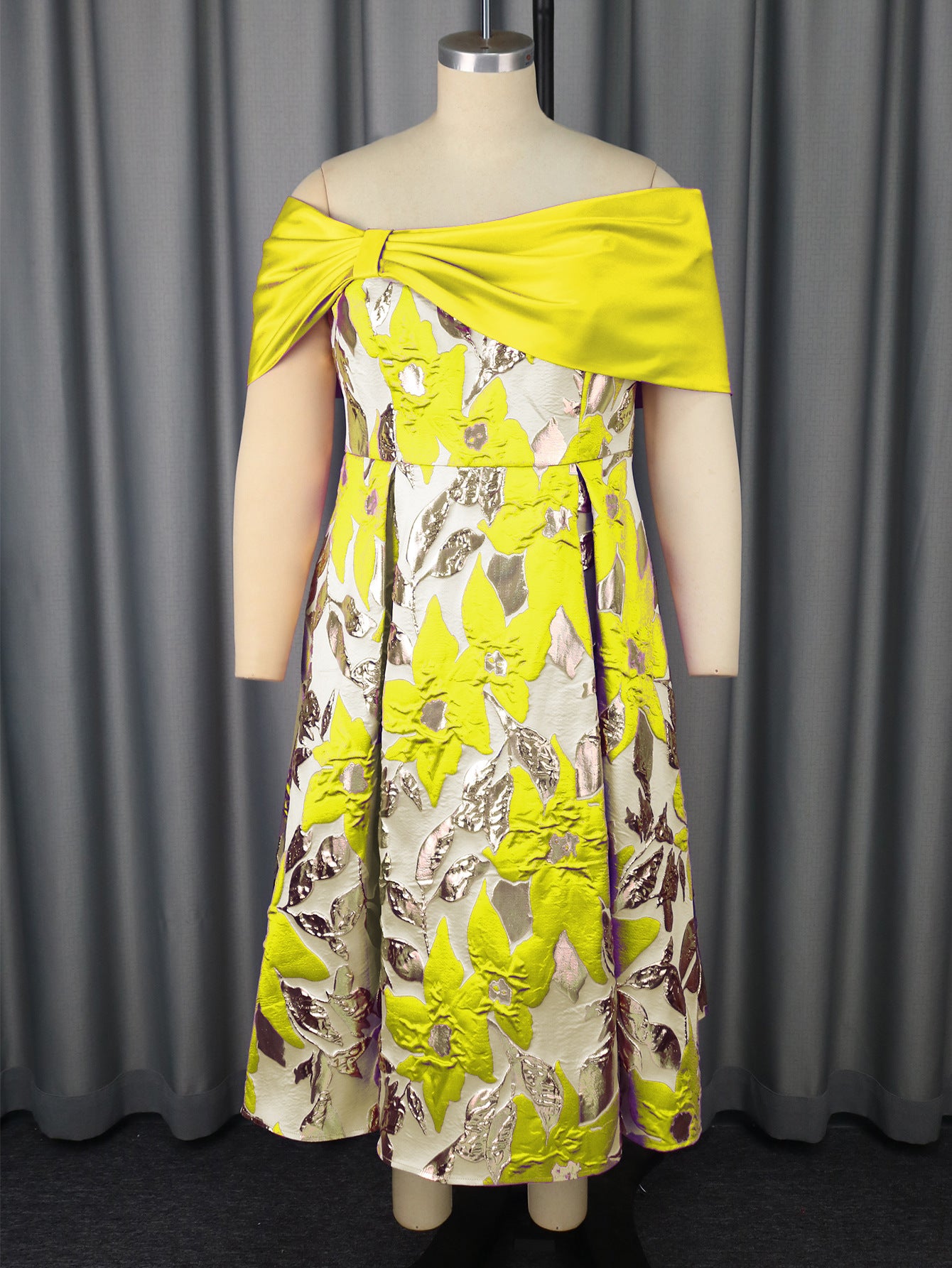 Women Sexy Off Shoulder Jacquard Elegant Formal Party Dresses 4