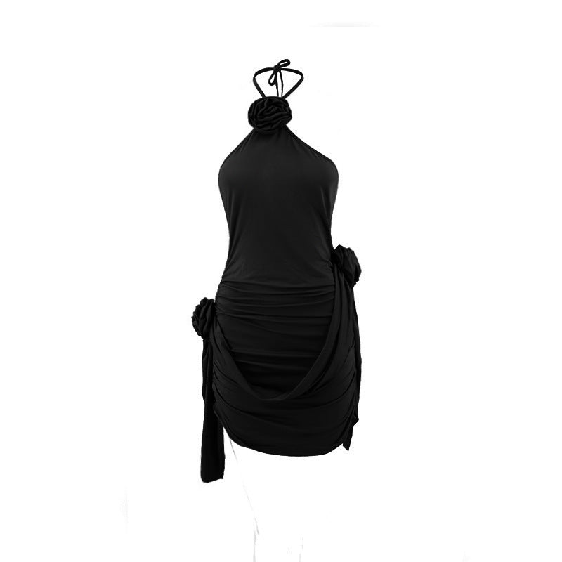 Summer Women Sexy Halter Neck Lace-up Bodycon Dress 3