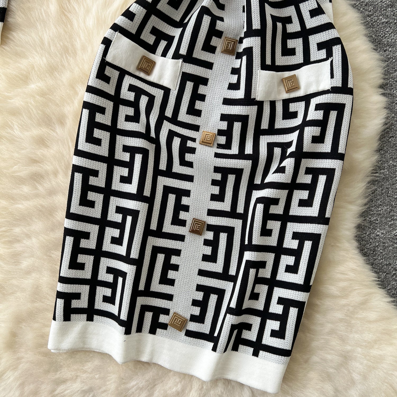 Women Cardigan Jacket Bodycon Dress Knitting Two-Piece Set 22