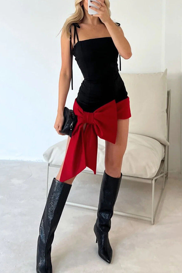 Women suspender sexy bow dress party dress 6