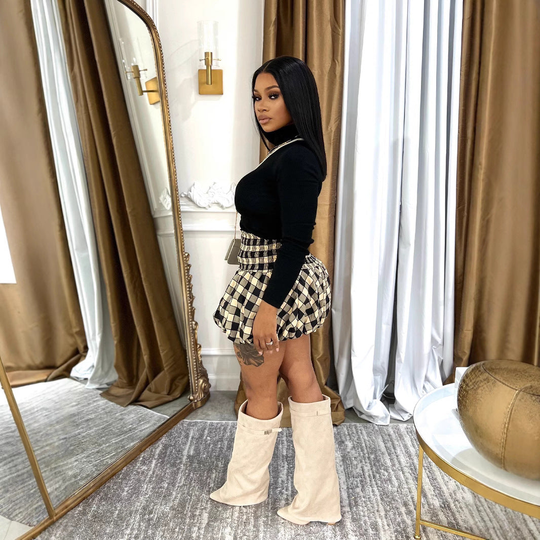 Women Classic Plaid Flower Bud Skirt 5