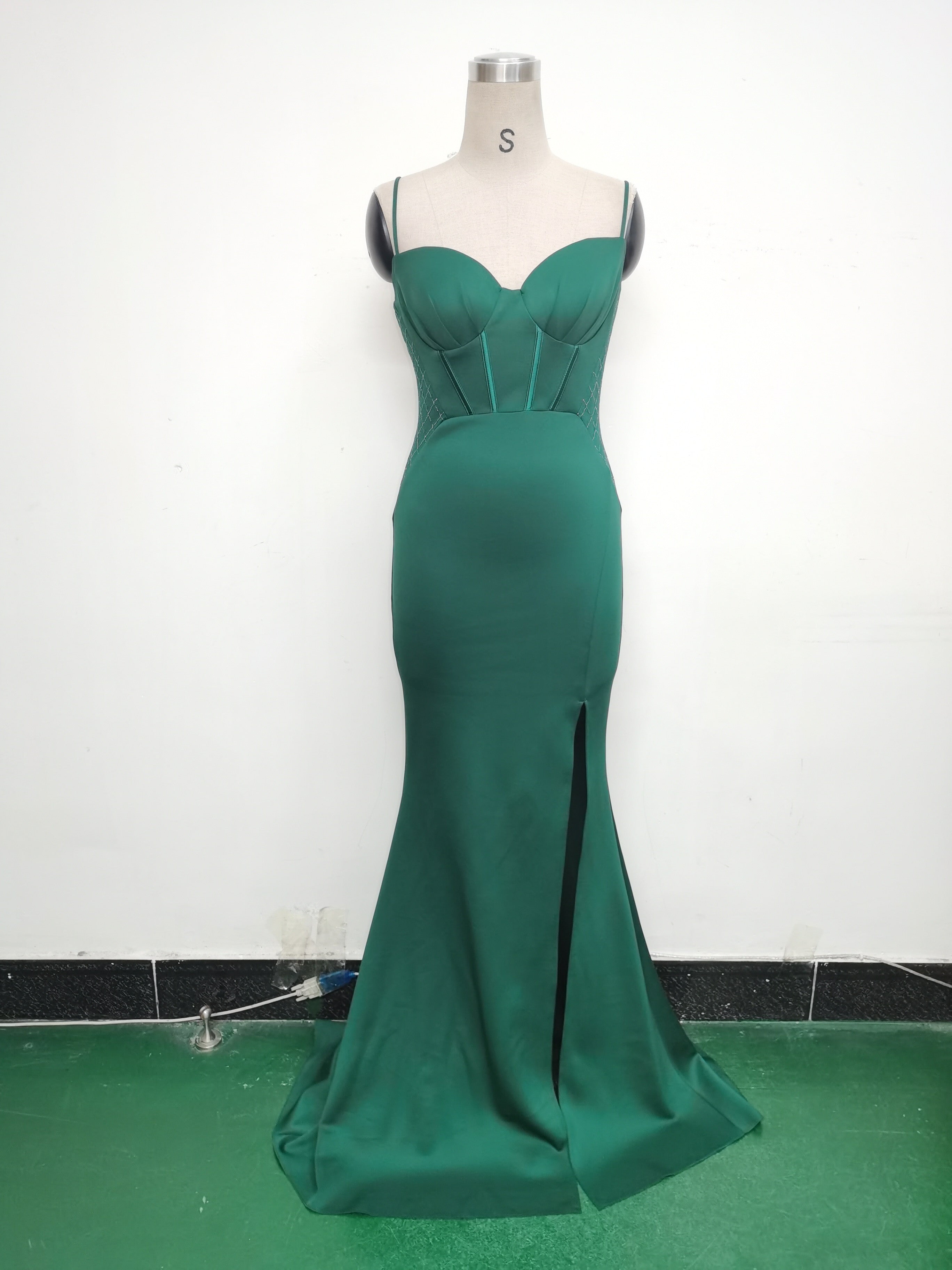 Women Fishbone Lace Sequin Formal Dinner Wedding Fishtail Evening Dress 44