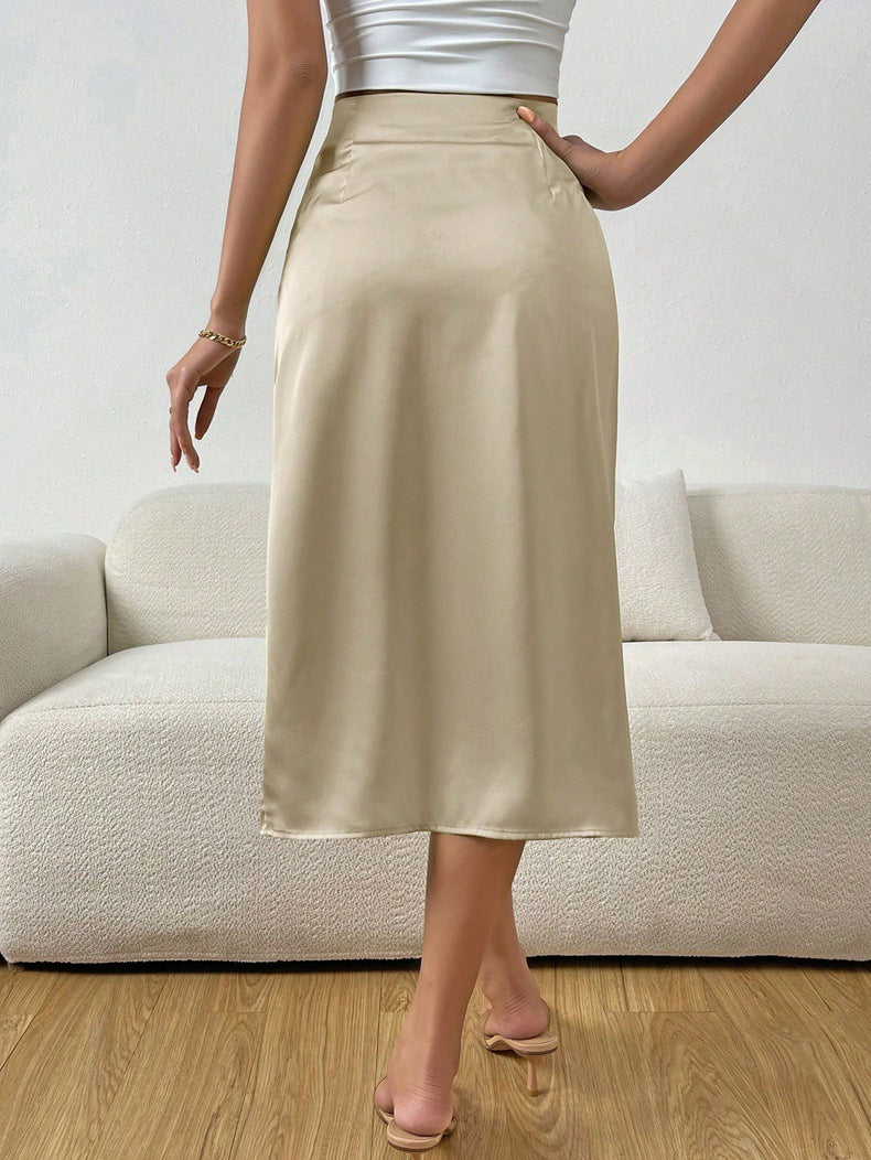 Women Summer Pleated Slit Skirt 13