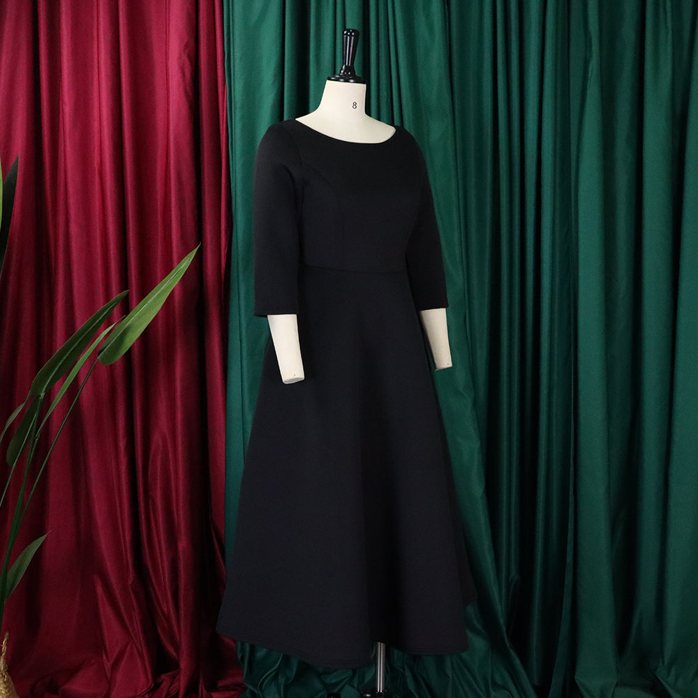 Women's Summer Solid Color Swing Dress Chic Evening Dress 36